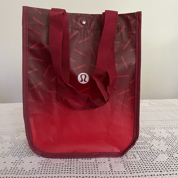 Lululemon red ombre logo holiday small reusable tote bag rare - Picture 4 of 6